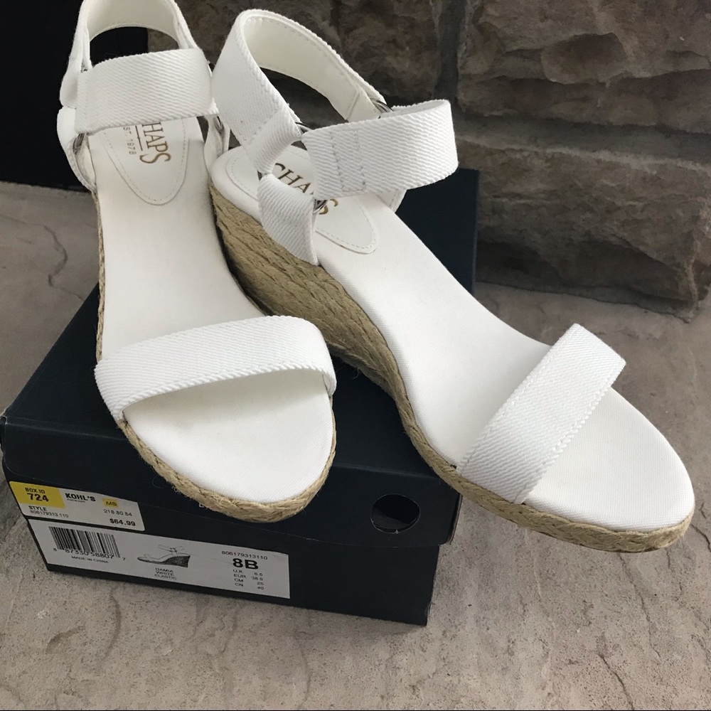 Chaps White Wedge Espradilles